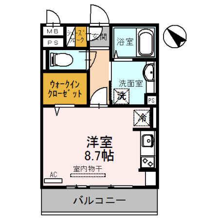 エーデルハウス(ワンルーム/2階)の間取り写真