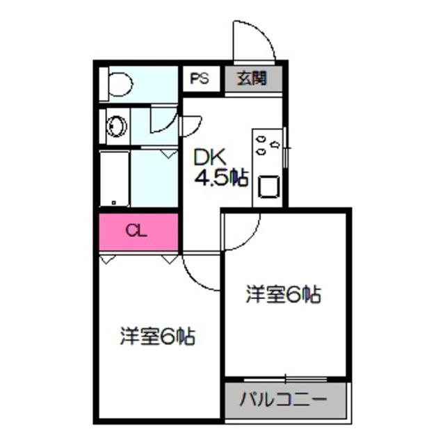 クオーク新森(2DK/2階)の間取り写真