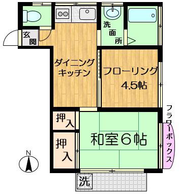 メゾンドミサ(2DK/2階)の間取り写真
