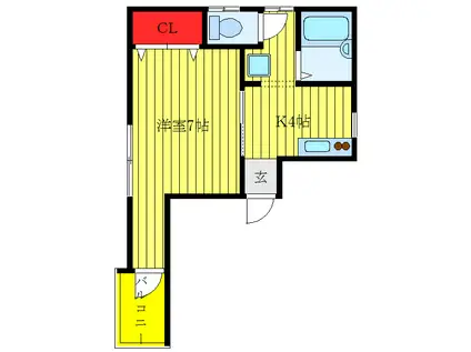 第三ノザワハイツ(1K/2階)の間取り写真