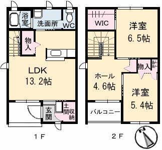 グレース曙F棟(2LDK/1階)の間取り写真