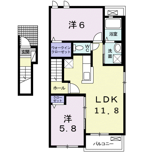 東金市川場 2LDK(2LDK/2階)の間取り写真