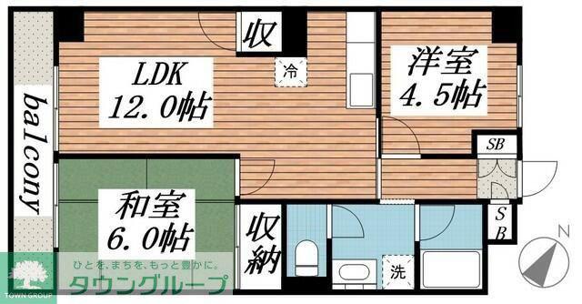 山口マンション(2LDK/4階)の間取り写真