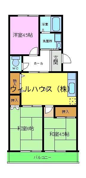コーポ北花田(3DK/1階)の間取り写真