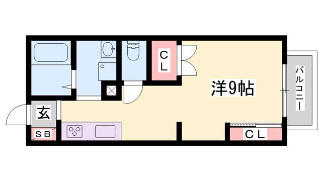 コンフォートハイツ滝野(ワンルーム/2階)の間取り写真