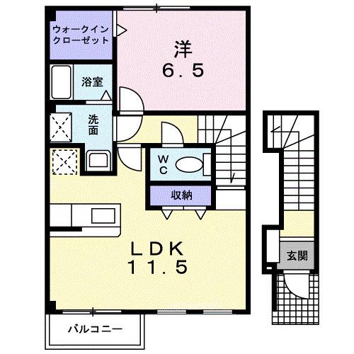 サン・スプリングメゾンB棟(1LDK/2階)の間取り写真