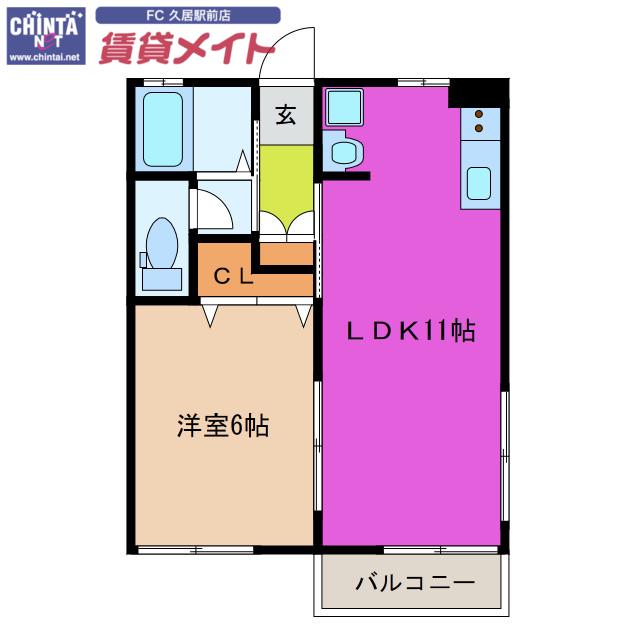 ルイーズ21(1LDK/2階)の間取り写真