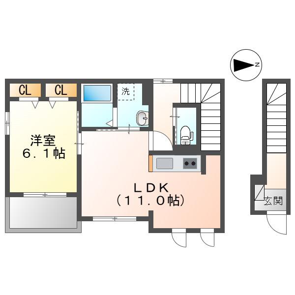 プティ・パキータ(1LDK/2階)の間取り写真