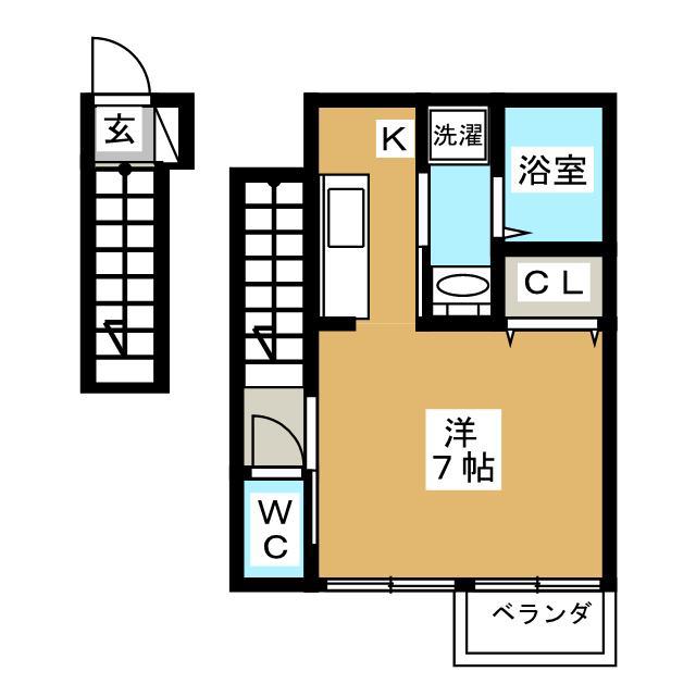 CASA LUNA CRESCENTE(1K/2階)の間取り写真