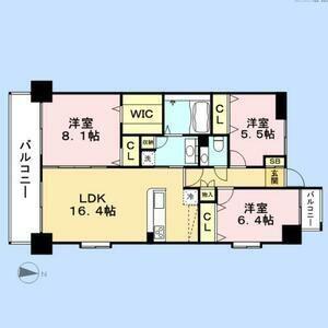 CRESTY藤崎(3LDK/8階)の間取り写真