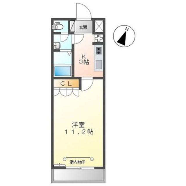 プランドール(1K/2階)の間取り写真