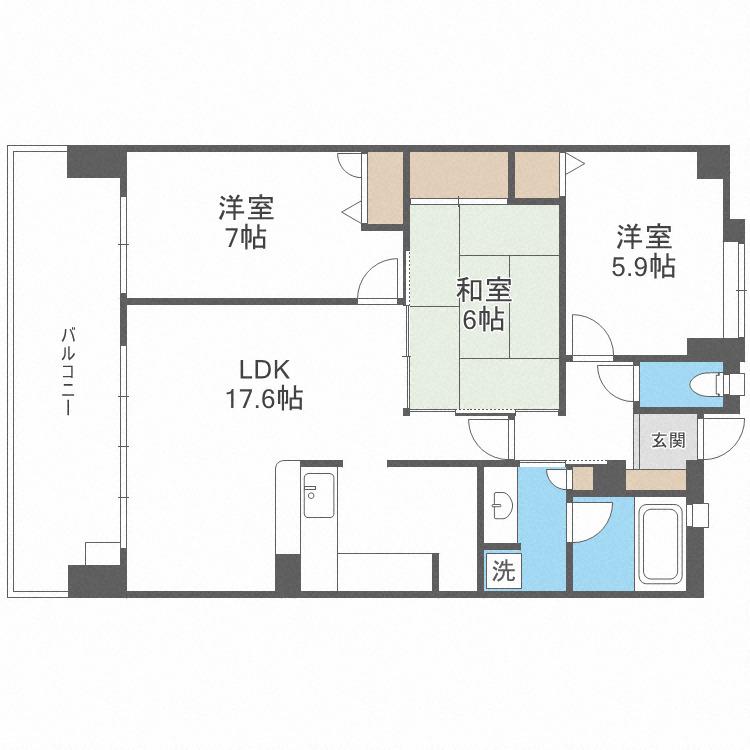 ロフティ筑紫野(3LDK/6階)の間取り写真