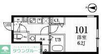 ミハス武蔵関(1K/1階)の間取り写真