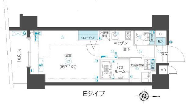 ZOOM市谷本村町(1K/4階)の間取り写真