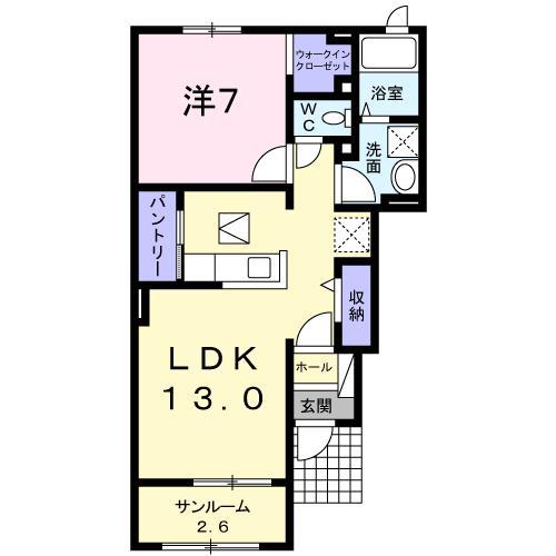 レフィナ-ド(1LDK/1階)の間取り写真