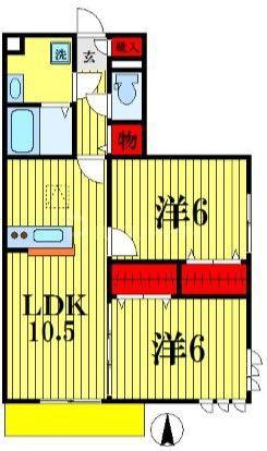セサミ花畑(2LDK/2階)の間取り写真