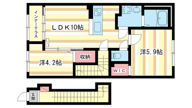 南京終7丁目アパート(2LDK/2階)の間取り写真