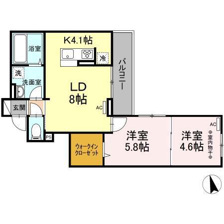D-ROOM ARAI 7 RESIDENCE(2LDK/3階)の間取り写真