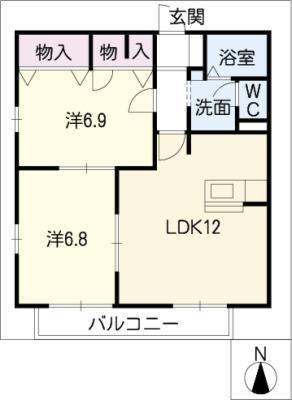 シェソワ(2LDK/2階)の間取り写真