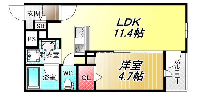 ル・グランアコルネ・アネックス(1LDK/3階)の間取り写真