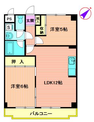 パストラル小山(2LDK/1階)の間取り写真