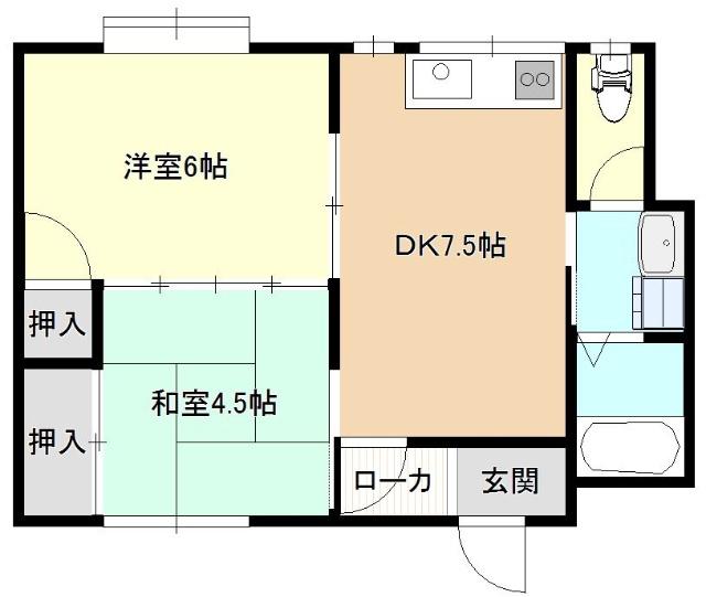 リバーサイドハイツ名切(2DK/2階)の間取り写真