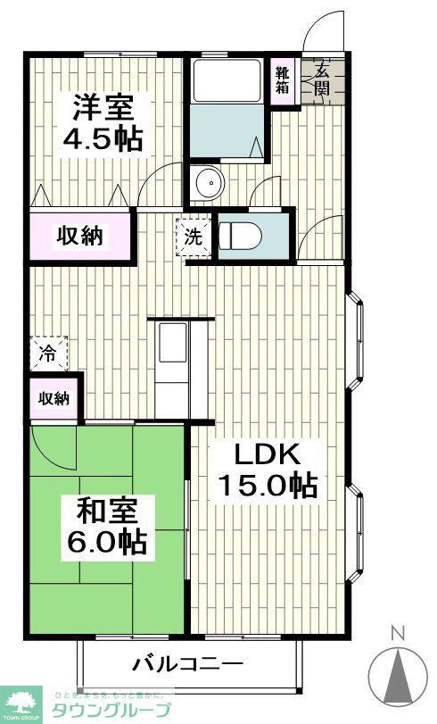 ヴィラ湘南(2LDK/1階)の間取り写真