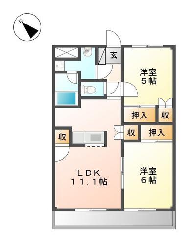 サンハピネス(2LDK/1階)の間取り写真