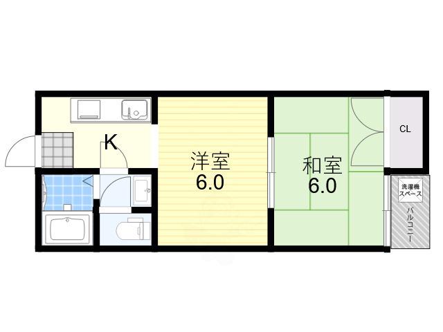 SPOLL南住吉(2K/4階)の間取り写真