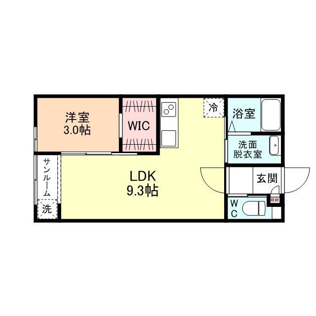 FIRST SQUARE A棟(1LDK/1階)の間取り写真
