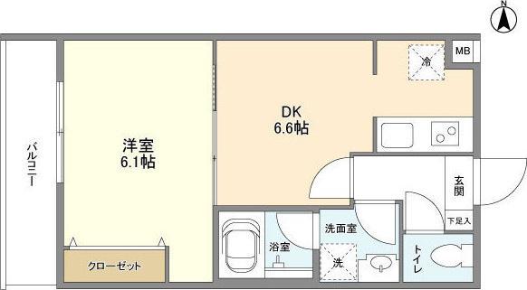プランドール都立大(1DK/5階)の間取り写真