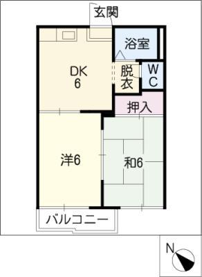 シャトールE(2DK/2階)の間取り写真