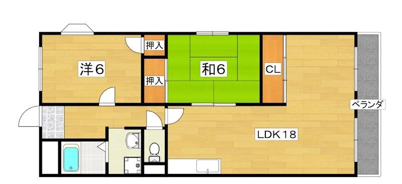BELONG枚方東1番館(2LDK/3階)の間取り写真