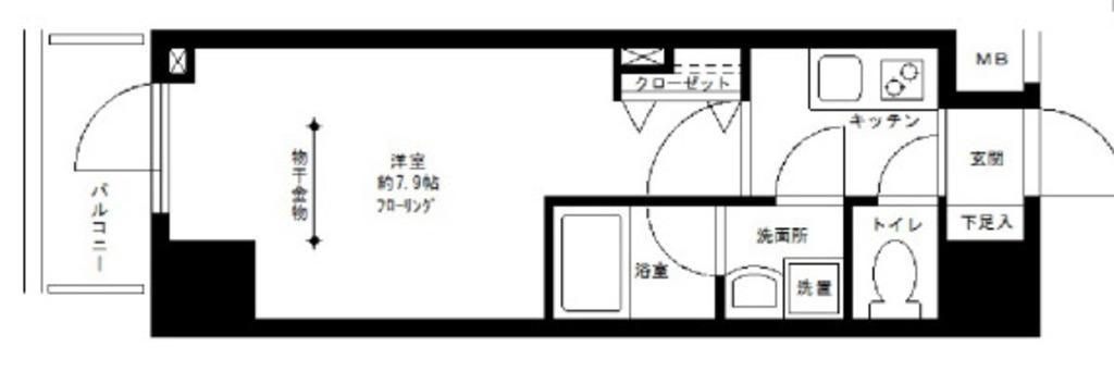 プライムアーバン白山(1K/9階)の間取り写真