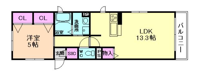 PRENDRE KAMINO(1LDK/1階)の間取り写真
