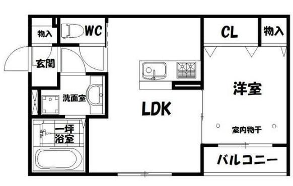 クレストヒル(1LDK/1階)の間取り写真