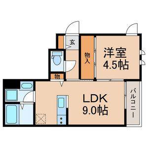 エキューム登戸(1LDK/3階)の間取り写真