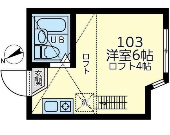 ユナイト塩浜ジョセフィンベーカー(1K/1階)の間取り写真