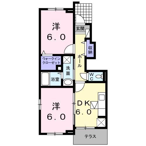 レスタ II(2DK/1階)の間取り写真