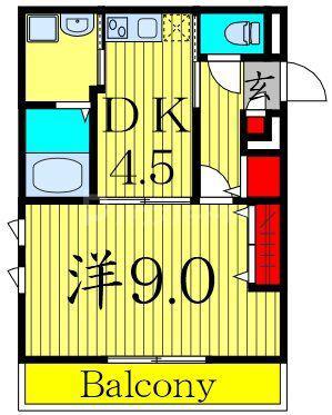 カーサ カッシーノ(1DK/4階)の間取り写真