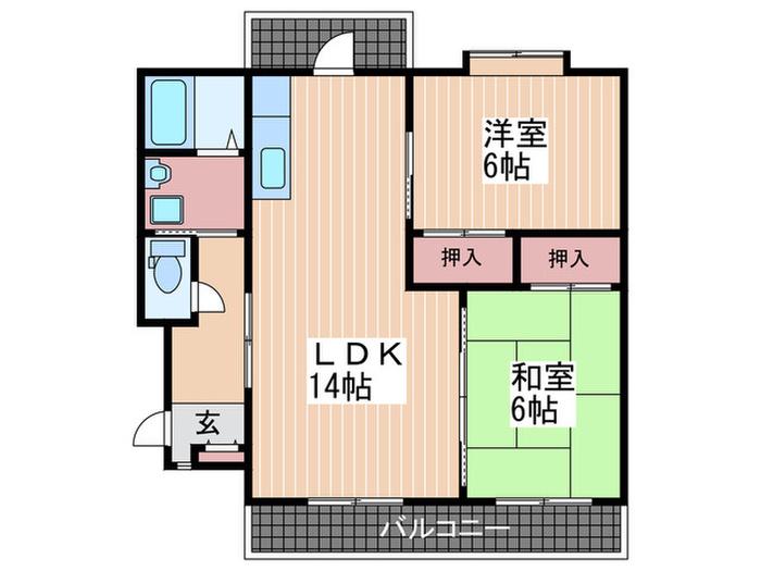 S-ONEビル(2LDK/2階)の間取り写真