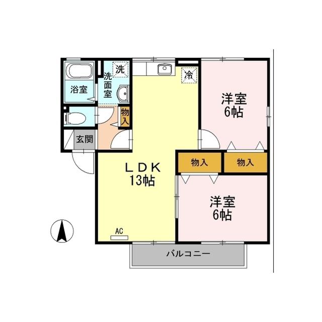 D-ROOM ソレイユハイム(2LDK/1階)の間取り写真