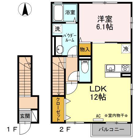 フォンティーヌOZ II(1LDK/2階)の間取り写真