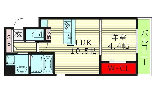 アプリーレ大阪城北(1LDK/3階)の間取り写真