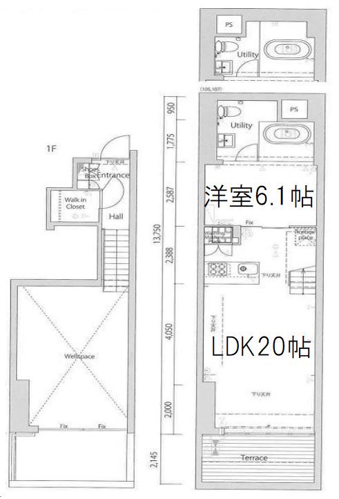 匠空AWAZANISHI(1LDK/1階)の間取り写真