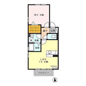 グランディール(1LDK/2階)の間取り写真