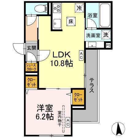 エスペリア栄町(1LDK/1階)の間取り写真