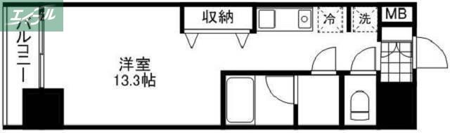 WILLDO岡山大供(ワンルーム/3階)の間取り写真