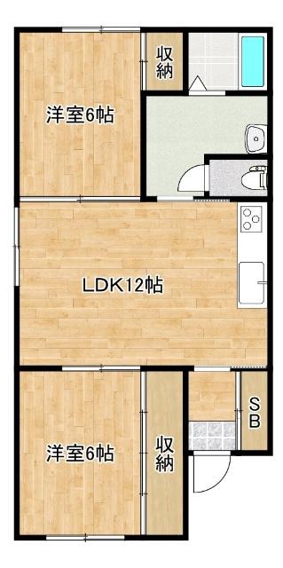 ノース・ビーM-21(2LDK/2階)の間取り写真