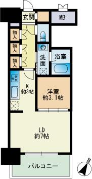 RJRプレシア博多楽水園(1LDK/5階)の間取り写真